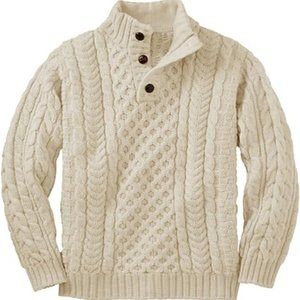 Kids and Boys Mock Neck Pullover Sweater Long Sleeve Button Cable Knitte